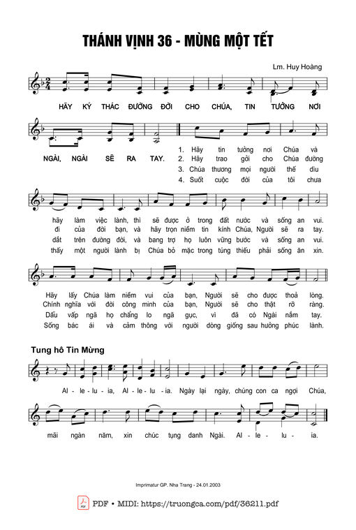 Thánh Vịnh 36, Mùng Một Tết