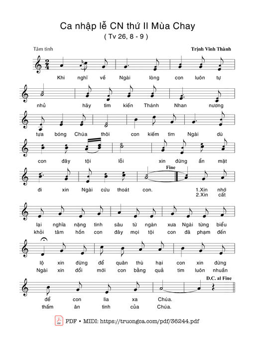 Thánh Vịnh 26, Ca Nhập Lễ Chúa Nhật 2 Mùa Chay