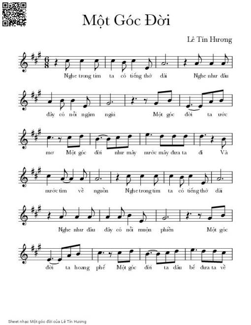 Sheet nhạc PDF bài Một góc đời