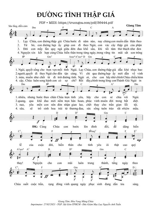 Sheet nhạc PDF bài Đường Tình Thập Giá