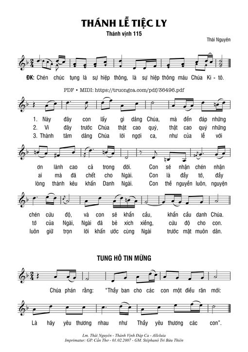 Thánh Vịnh 115, Thứ Năm Tuần Thánh