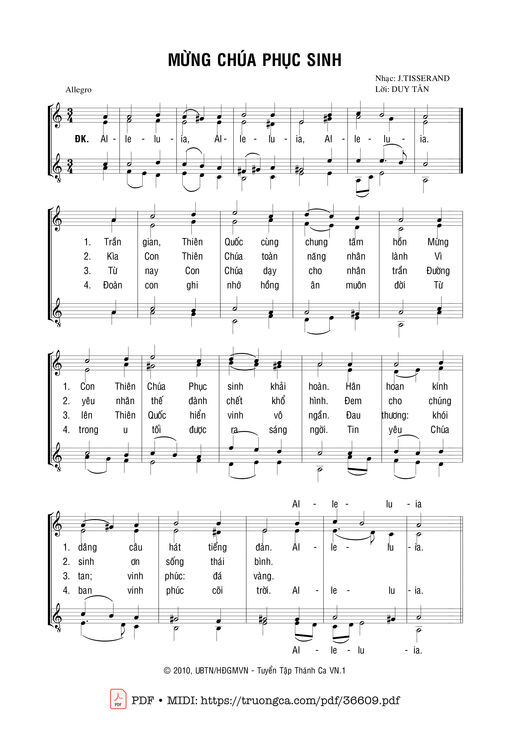 Sheet nhạc PDF bài Mừng Chúa Phục Sinh