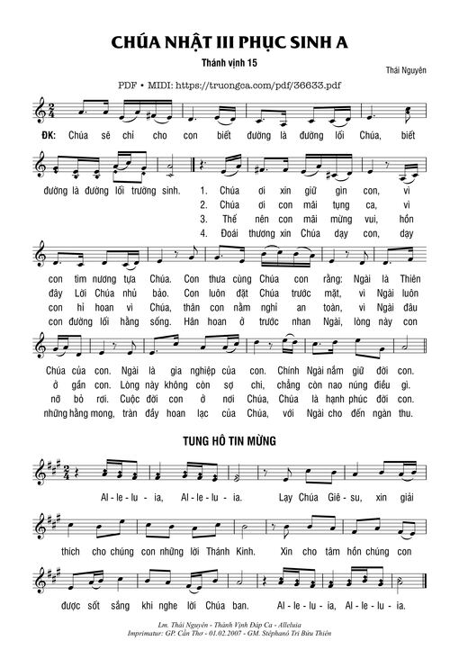 Thánh Vịnh 15, Chúa Nhật 3A Phục Sinh