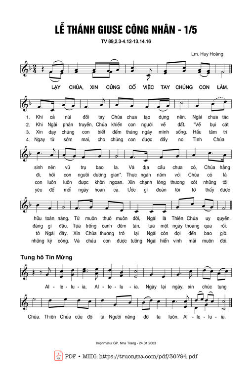 Thánh Vịnh 89, Lễ Thánh Giuse Thợ