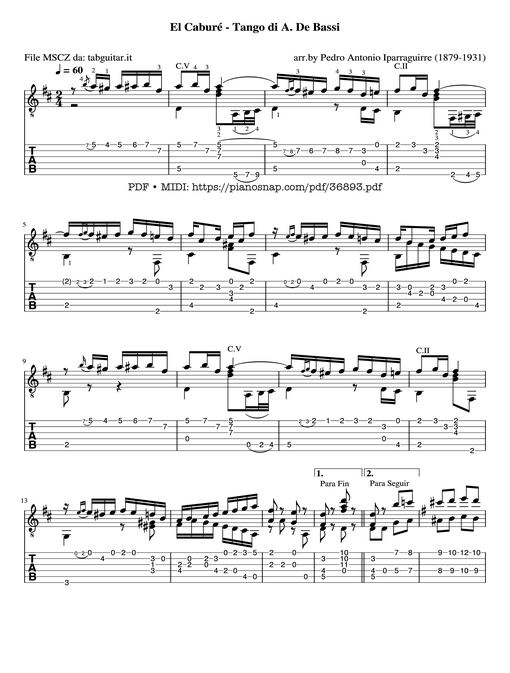 Tango di A. De Bassi Guitar TAB