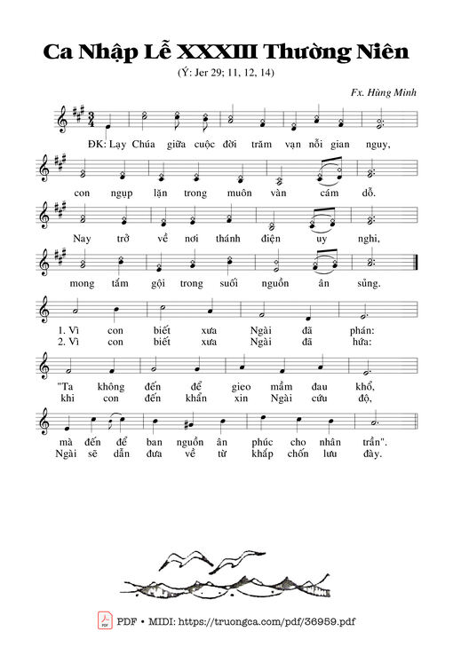 Ca Nhập Lễ 33 Thường Niên (Jer. 29)