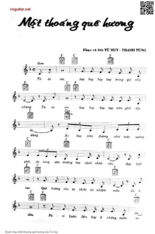 Sheet nhạc PDF bài Một thoáng quê hương