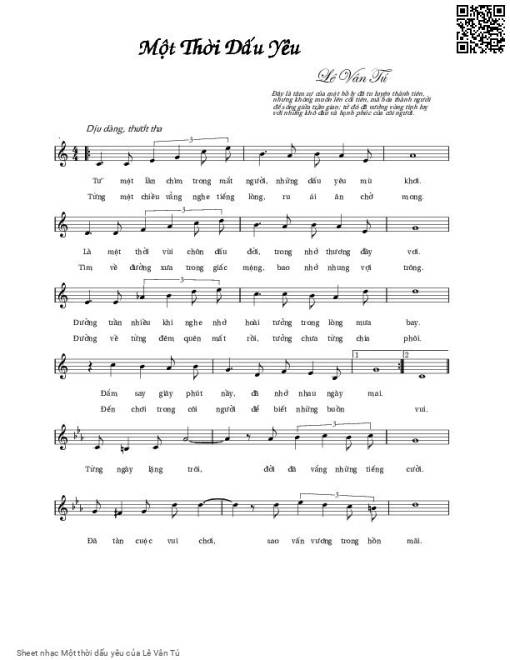 Sheet nhạc PDF bài Một thời dấu yêu