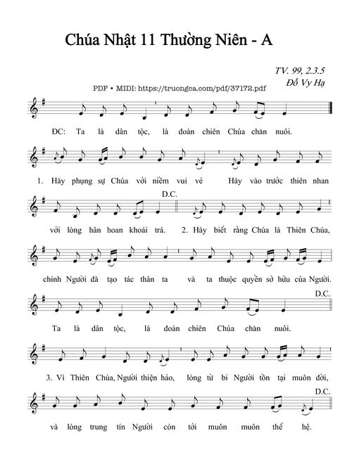 Thánh Vịnh 99, Chúa Nhật 11A Thường Niên