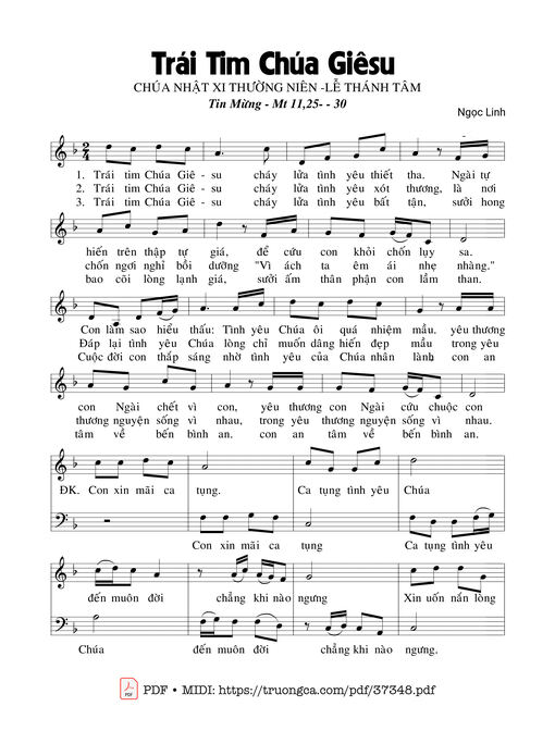 Sheet nhạc PDF bài Trái Tim Chúa Giêsu