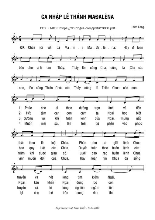 Ca Nhập Lễ Thánh Mađalêna