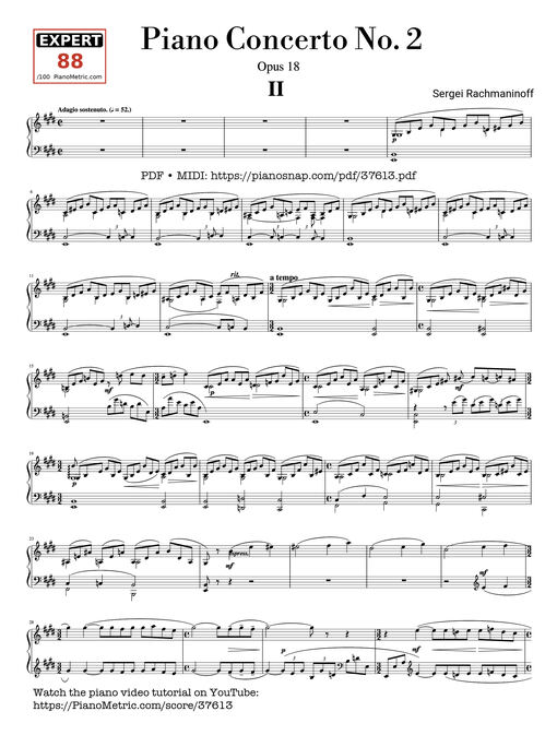 Sheet nhạc PDF bài Piano Concerto No. 2 (Op. 18) - 2nd Movement