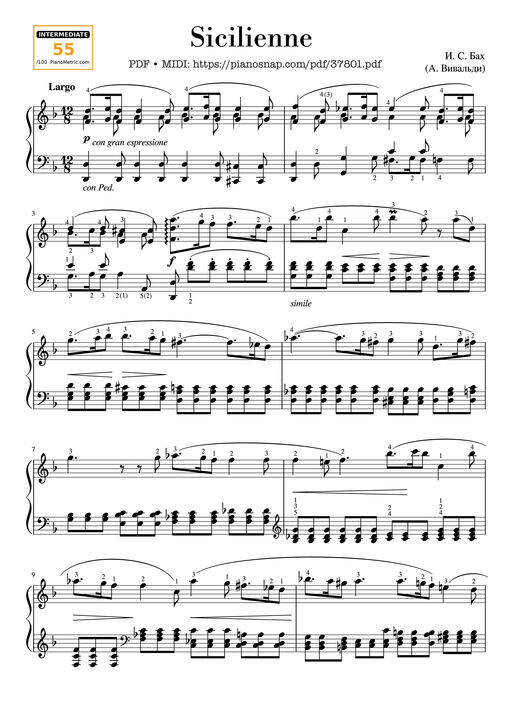 Sicilienne from Concerto in D minor BWV 596