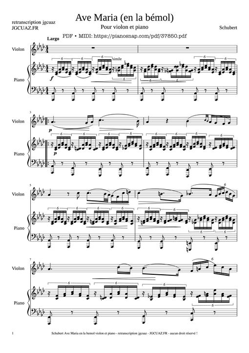 Ave Maria for violon and piano