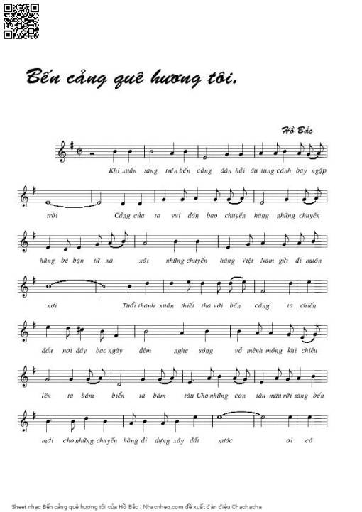 Sheet nhạc PDF bài Bến cảng quê hương tôi