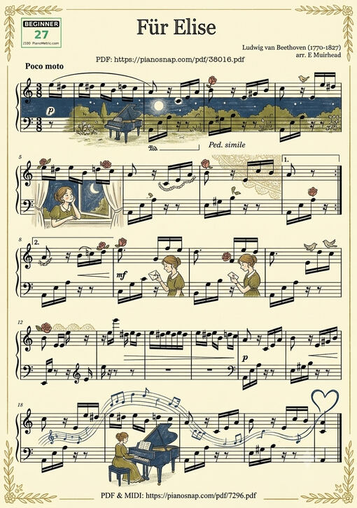 Für Elise - Beethoven for beginner (Illustrated Score Art)
