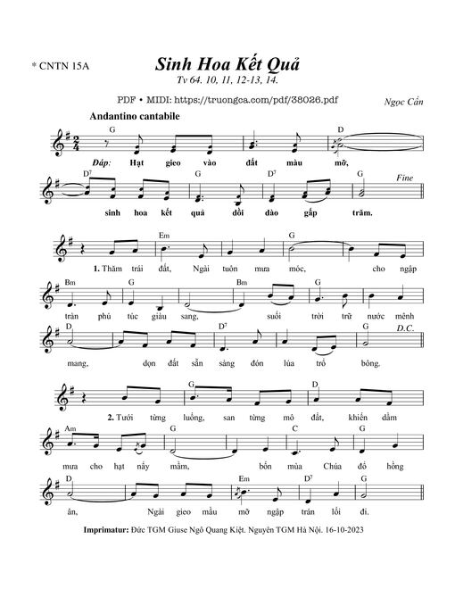 Thánh Vịnh 64, Sinh Hoa Kết Quả