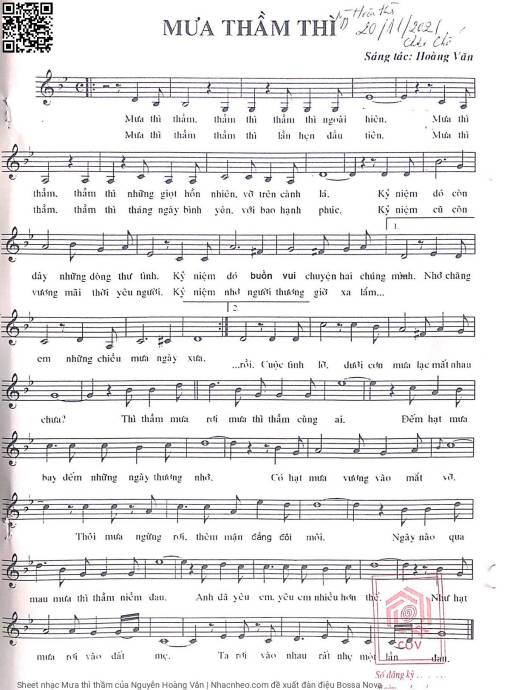 Sheet nhạc PDF bài Mưa thì thầm