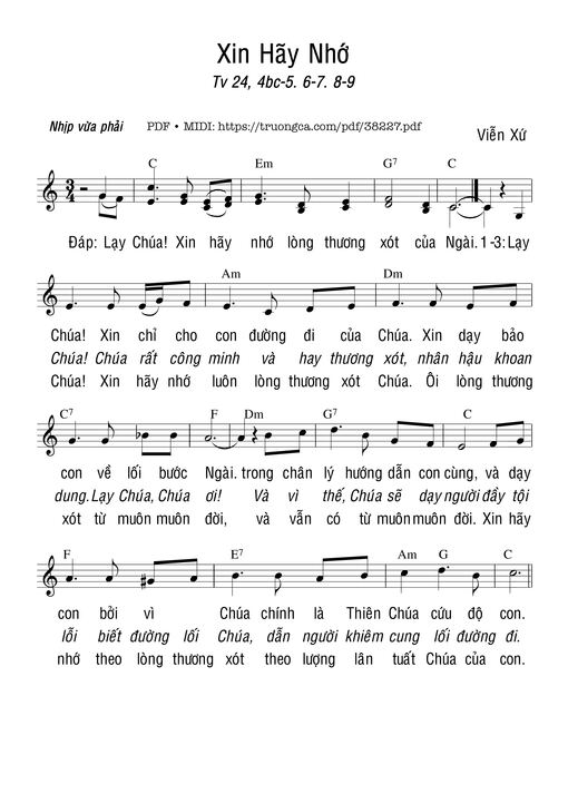 Thánh Vịnh 24, Xin Hãy Nhớ