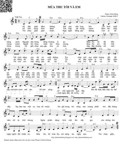 Sheet nhạc PDF bài Mùa thu tôi và em