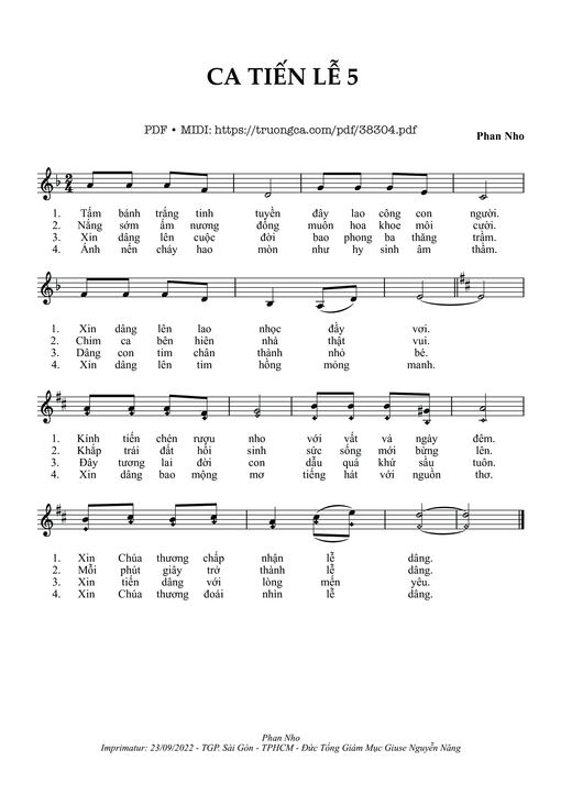 Sheet nhạc PDF bài Ca Tiến Lễ 5