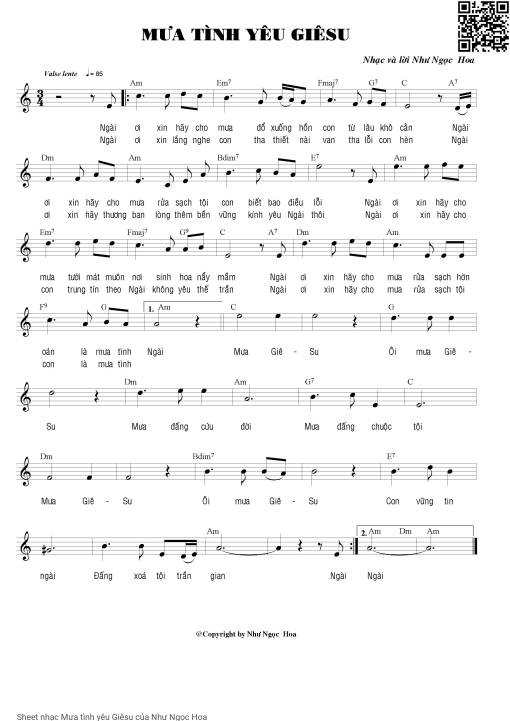 Sheet nhạc PDF bài Mưa tình yêu Giêsu