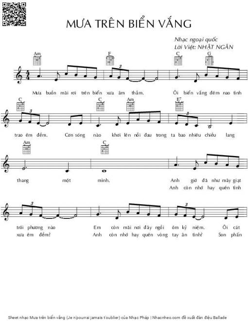 Mưa trên biển vắng (Je n'pourrai jamais t'oublier)