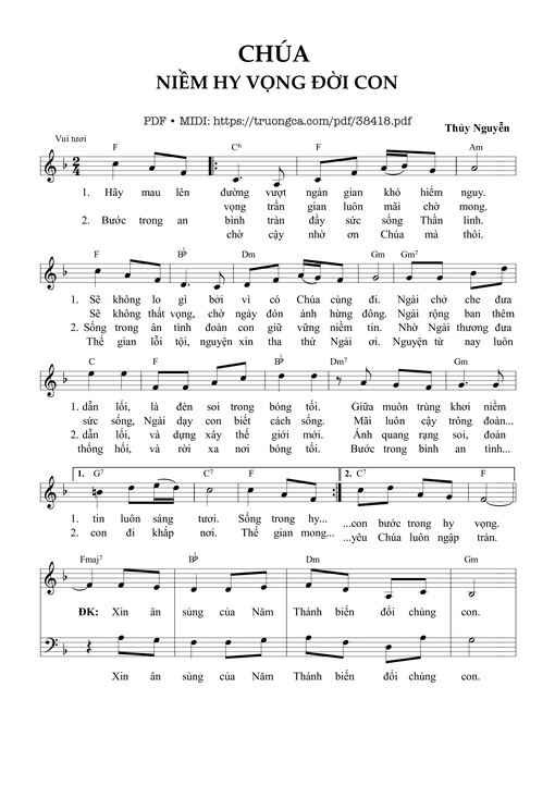Sheet nhạc PDF bài Chúa Niềm Hy Vọng Đời Con