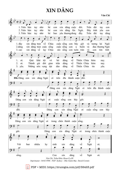 Sheet nhạc PDF bài Xin Dâng - Văn Chi
