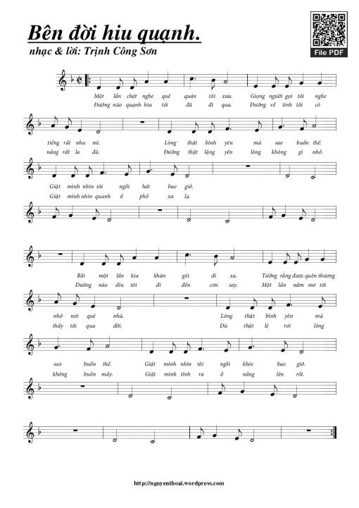 Sheet nhạc PDF bài Bên đời hiu quạnh