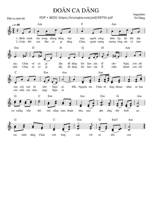 Đoản Ca Dâng - Augustino Trí Dũng