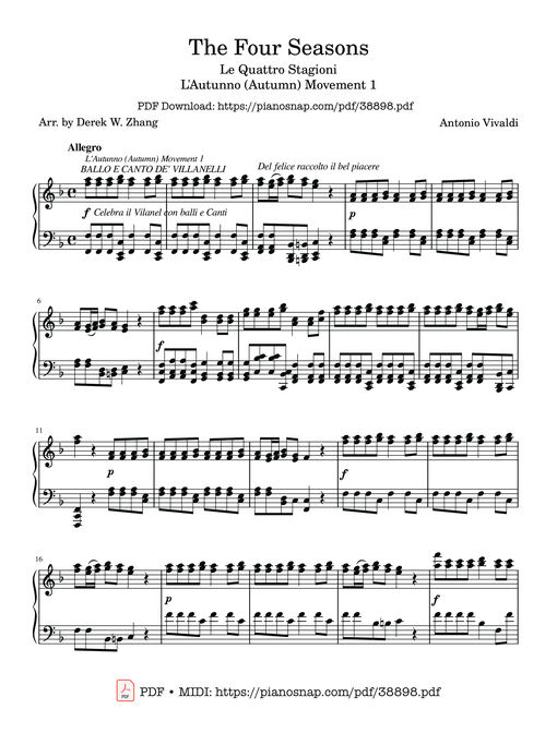 The Four Seasons - L'Autunno (Autumn) Movement 1