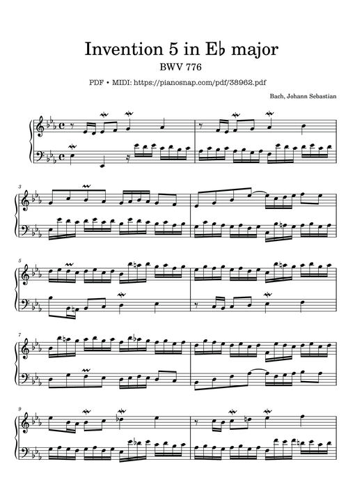 Invention No. 5 in E-flat Major, BWV 776