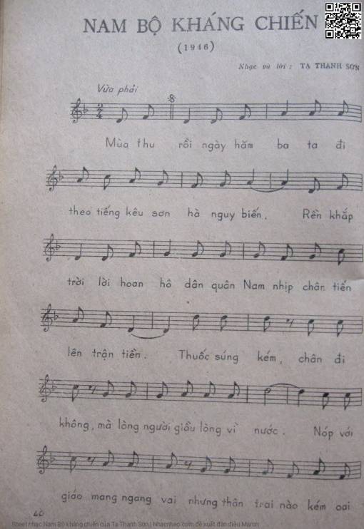 Sheet nhạc PDF bài Nam Bộ kháng chiến