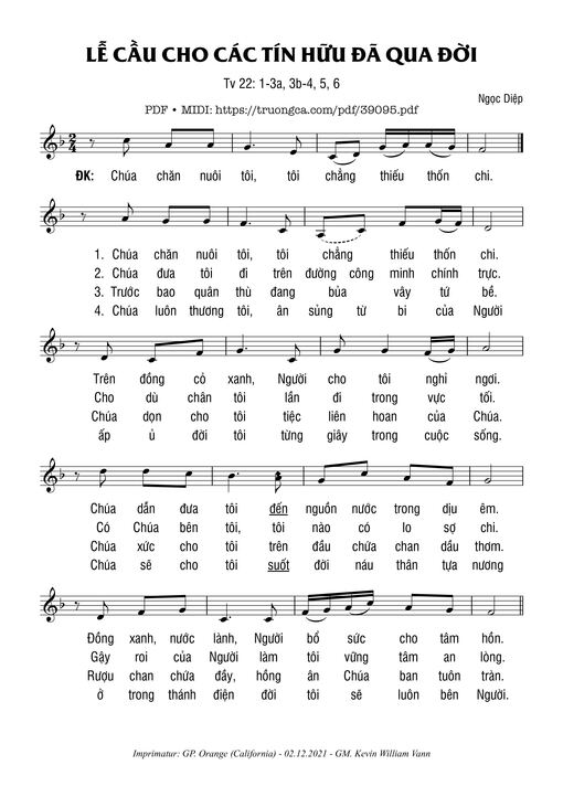 Thánh Vịnh 22, Lễ Cầu Cho Các Tín Hữu Đã Qua Đời