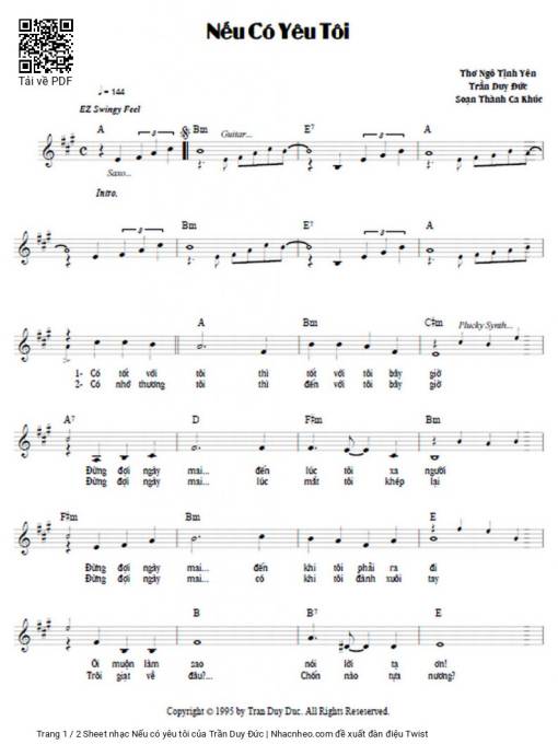 Sheet nhạc PDF bài Nếu có yêu tôi