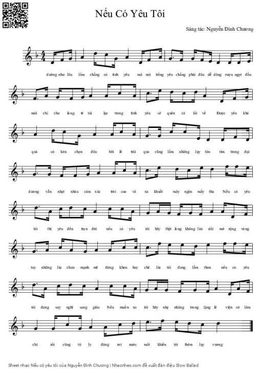 Sheet nhạc PDF bài Nếu có yêu tôi
