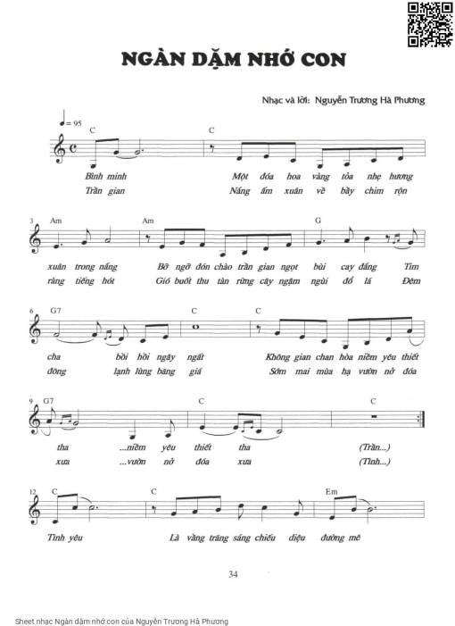 Sheet nhạc PDF bài Ngàn dặm nhớ con