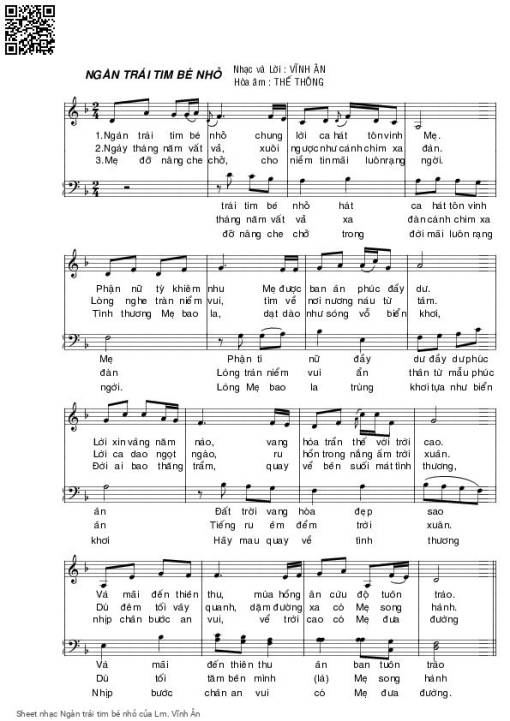 Sheet nhạc PDF bài Ngàn trái tim bé nhỏ