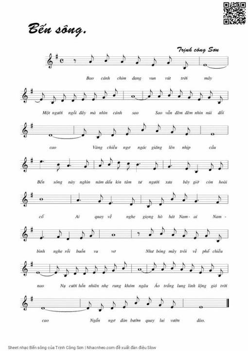 Sheet nhạc PDF bài Bến sông - Trịnh Công Sơn