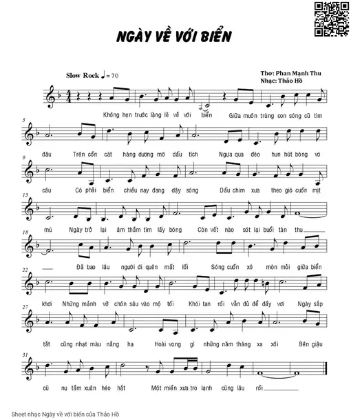 Sheet nhạc PDF bài Ngày về với biển