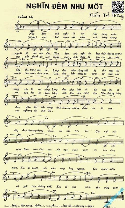 Sheet nhạc PDF bài Nghìn đêm như một