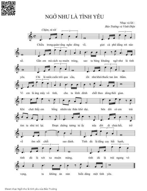 Sheet nhạc PDF bài Ngỡ như là tình yêu