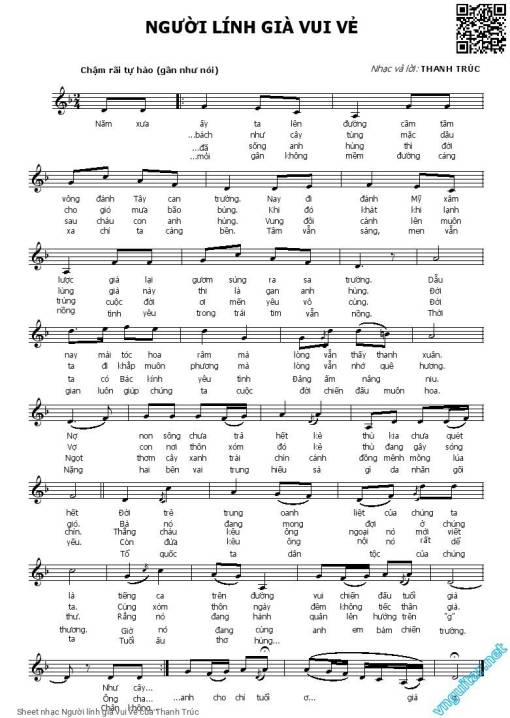 Sheet nhạc PDF bài Người lính già vui vẻ
