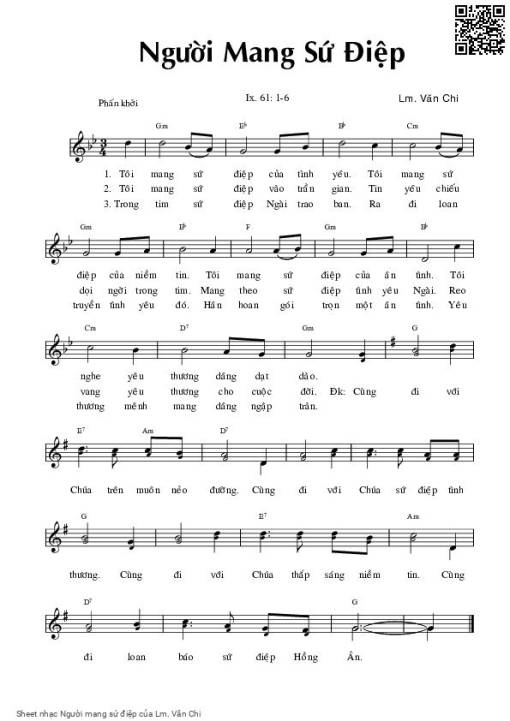 Sheet nhạc PDF bài Người mang sứ điệp