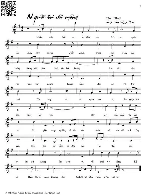 Sheet nhạc PDF bài Người từ cõi mộng