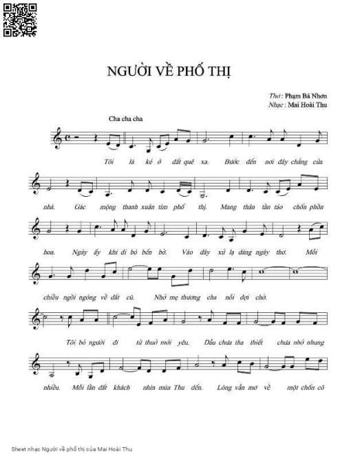 Sheet nhạc PDF bài Người về phố thị