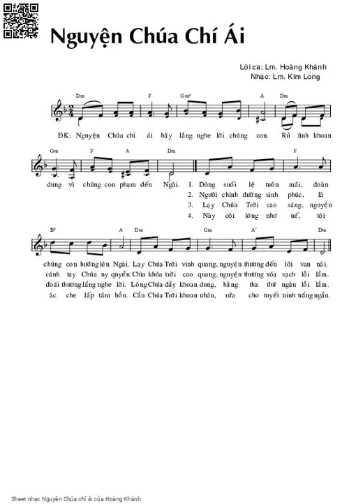 Sheet nhạc PDF bài Nguyện Chúa chí ái