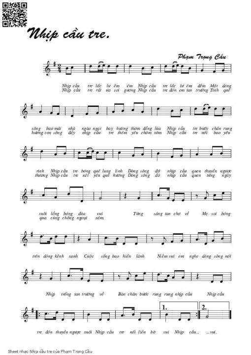Sheet nhạc PDF bài Nhịp cầu tre