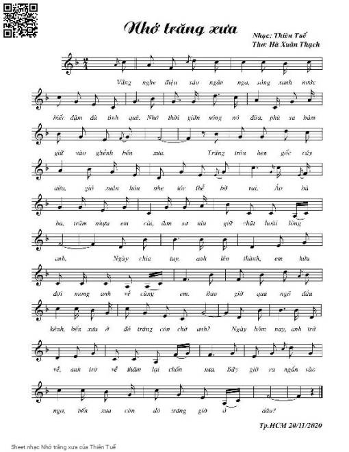 Sheet nhạc PDF bài Nhớ trăng xưa